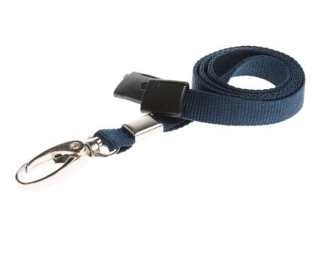 Dark Blue Lanyard 10mm with Safety Breakaway & Metal Lobster Clip