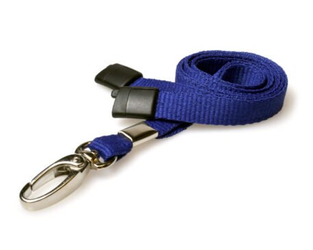 Navy Blue Lanyard 10mm with Safety Breakaway & Metal Lobster Clip