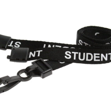 15mm Student Lanyards with Breakaway & Plastic Clip (Black)