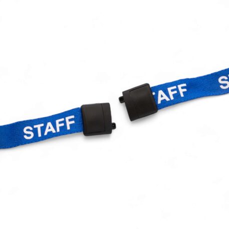 15mm Blue Staff Lanyards with Breakaway & Plastic Clip