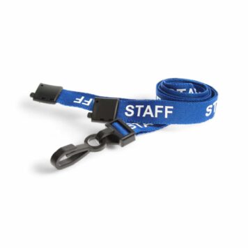 15mm Blue Staff Lanyards with Breakaway & Plastic Clip