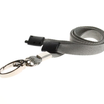 Grey Lanyard 10mm with Safety Breakaway & Metal Lobster Clip