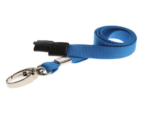 Light Blue Lanyard 10mm with Safety Breakaway & Metal Lobster Clip