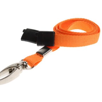 Orange Lanyard 10mm with Safety Breakaway & Metal Lobster Clip
