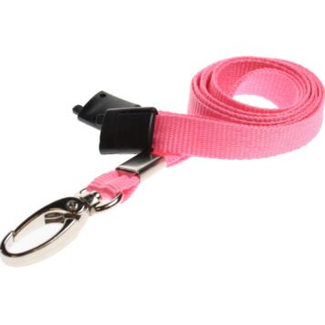 Pink Lanyard 10mm with Safety Breakaway & Metal Lobster Clip