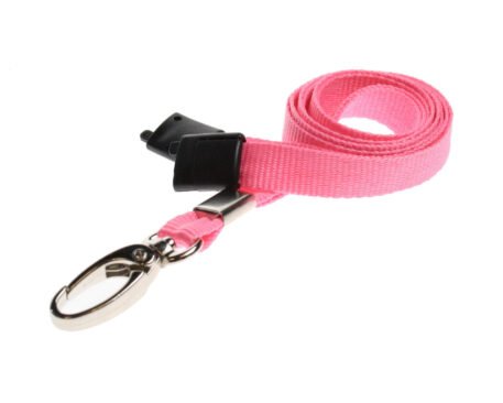 Pink Lanyard 10mm with Safety Breakaway & Metal Lobster Clip