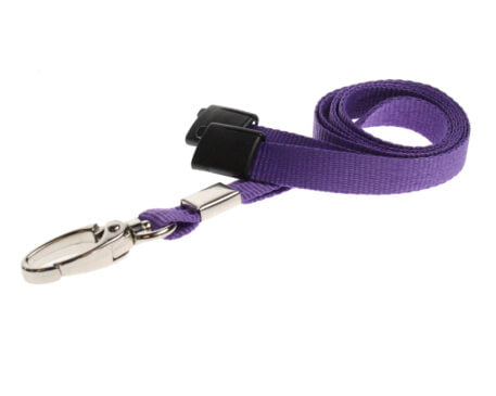Purple Lanyard 10mm with Safety Breakaway & Metal Lobster Clip