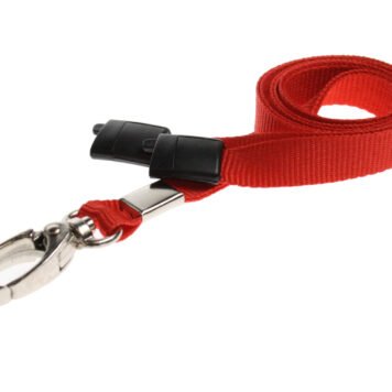 Red Lanyard 10mm with Safety Breakaway & Metal Lobster Clip