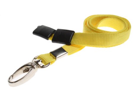 Yellow Lanyard 10mm with Safety Breakaway & Metal Lobster Clip