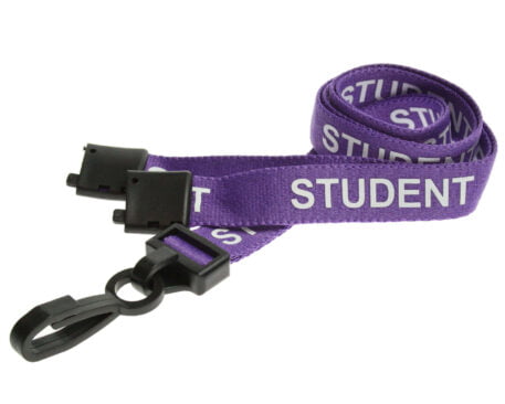 15mm Student Lanyards with Breakaway & Plastic Clip (Purple)