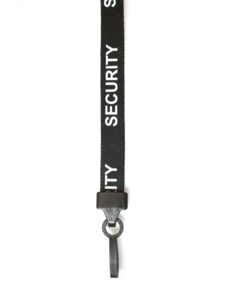 Black Security Lanyard with Plastic Clip & Safety Breakaway
