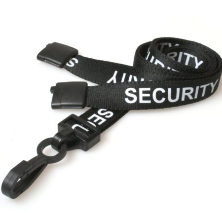 Black Security Lanyard with Plastic Clip & Safety Breakaway