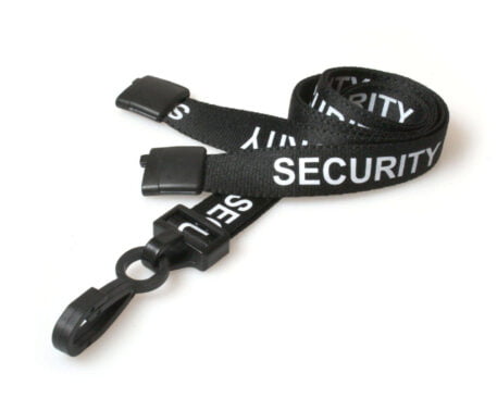 Black Security Lanyard with Plastic Clip & Safety Breakaway