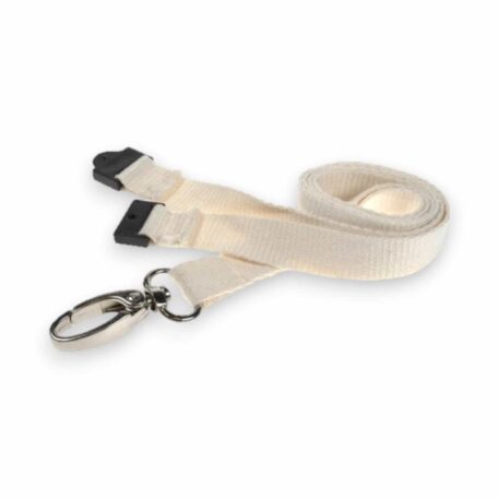 Bamboo Lanyards (White, 10mm Wide) with Metal Lobster Clip