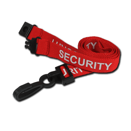 Red Security Lanyard with Plastic Clip & Safety Breakaway