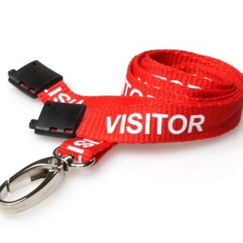 Visitor Lanyard Red 15mm with Metal Lobster Clip