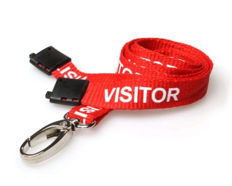 Visitor Lanyard Red 15mm with Metal Lobster Clip