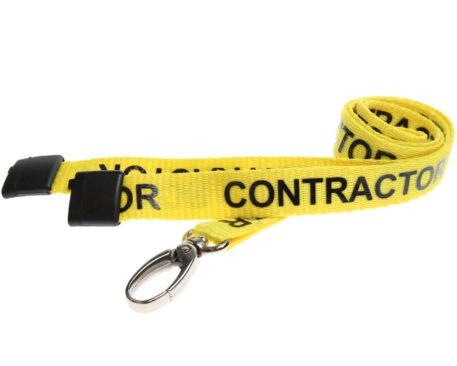 15mm Yellow Contractor Lanyards with Metal Lobster Clip