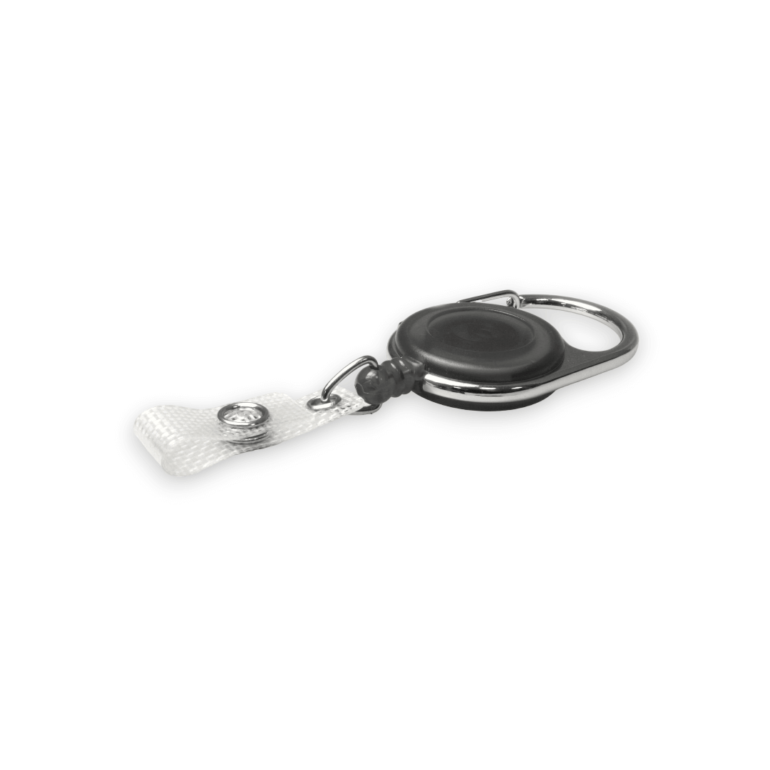 Black Carabiner ID Badge Reels with Strap Clip