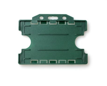 Double / Dual Sided Rigid Plastic ID Holders (Horizontal / Landscape) (Dark Green)
