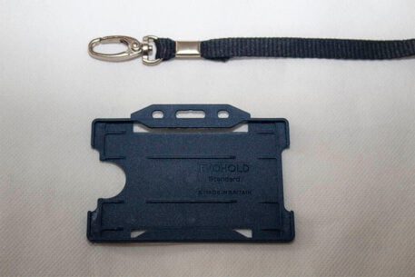Black 10mm Lanyard with Dark Blue Single Sided Card Holder