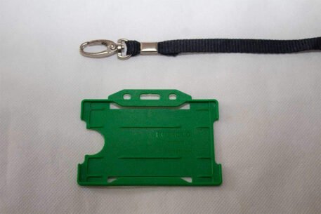 Black 10mm Lanyard with Green Single Sided Card Holder
