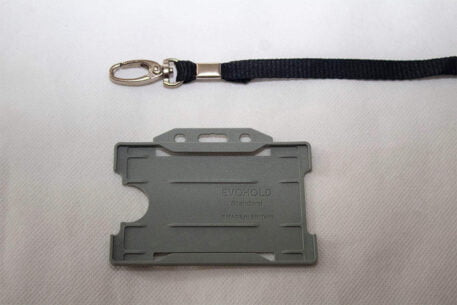 Black 10mm Lanyard with Grey Single Sided Card Holder