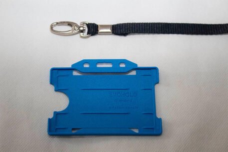 Black 10mm Lanyard with Light Blue Single Sided Card Holder