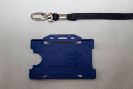 Black 10mm Lanyard with Navy Blue Single Sided Card Holder