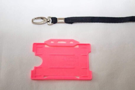 Black 10mm Lanyard with Pink Single Sided Card Holder