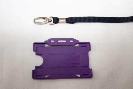 Black 10mm Lanyard with Purple Single Sided Card Holder