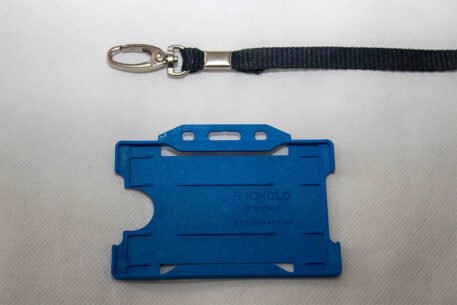 Black 10mm Lanyard with Royal Blue Single Sided Card Holder