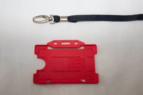 Black 10mm Lanyard with Red Single Sided Card Holder