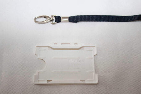Black 10mm Lanyard with White Single Sided Card Holder
