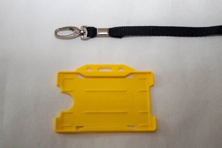 Black 10mm Lanyard with Yellow Single Sided Card Holder