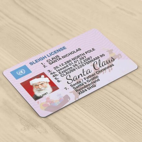 Christmas Novelty Santa Claus ID Card - Sleigh Driving Licence