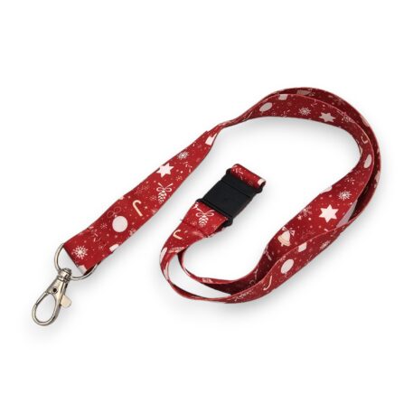 Red Christmas Lanyard 20mm with Trigger Clip & Safety Breakaway