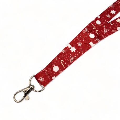 Red Christmas Lanyard 20mm with Trigger Clip & Safety Breakaway