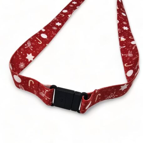 Red Christmas Lanyard 20mm with Trigger Clip & Safety Breakaway