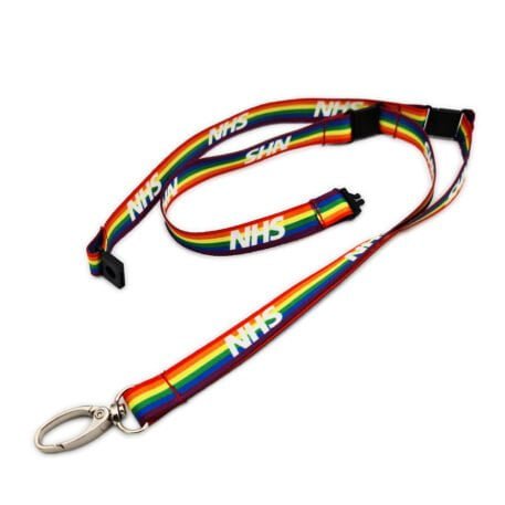 15mm Rainbow NHS Lanyards with Metal Lobster Clip & Triple Breakaway