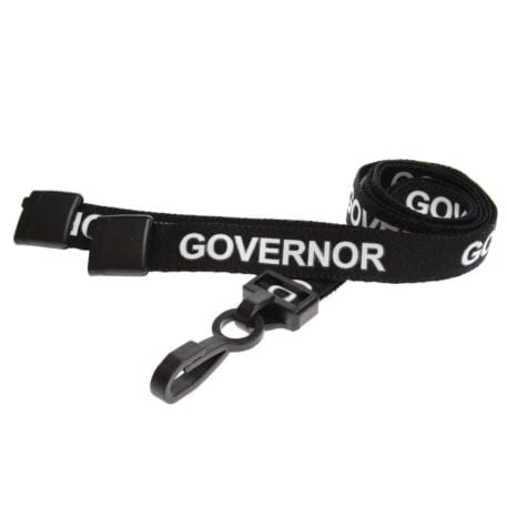 15mm Black Governor Lanyard with Plastic Clip