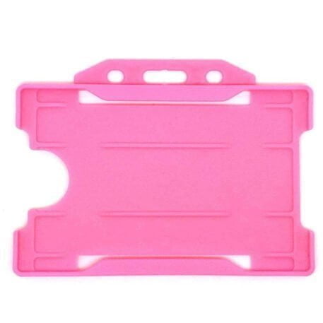 Pink ID Card Holder Single-Sided Rigid Plastic (Horizontal / Landscape)