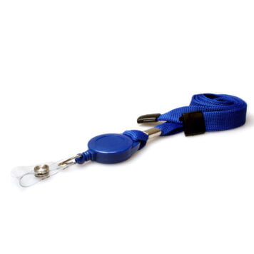 Blue Retractable Lanyard with Badge Reel and Safety Breakaway