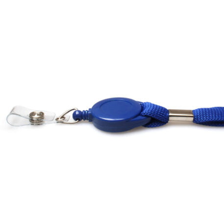 Blue Retractable Lanyard with Badge Reel and Safety Breakaway