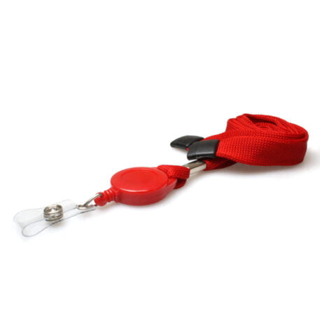 Red Retractable Lanyard with Badge Reel and Safety Breakaway 16mm