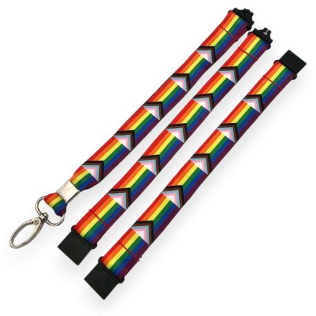15mm Progress Pride Lanyard with Safety Breakaways and Metal Lobster Clip