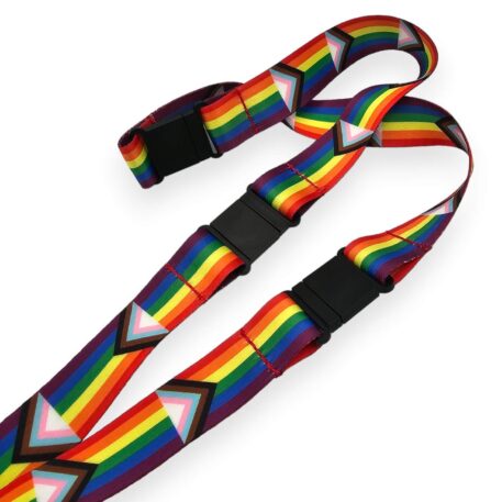 15mm Progress Pride Lanyard with Safety Breakaways and Metal Lobster Clip