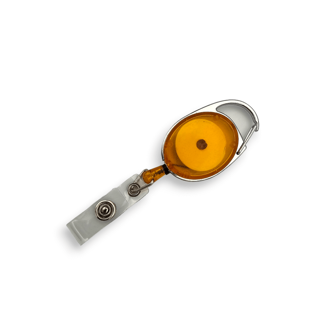 Orange Carabiner ID Badge Reels With Strap Clip