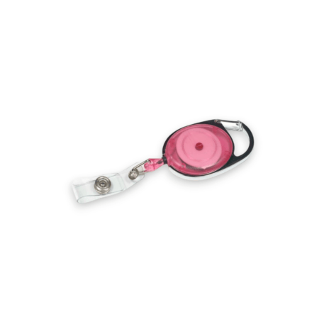 Pink Carabiner ID Badge Reels with Strap Clip