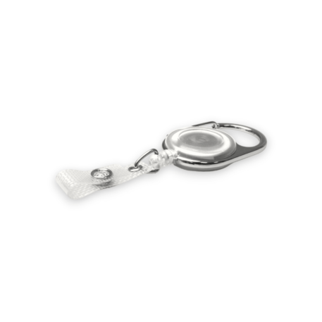 White Carabiner ID Badge Reels with Strap Clip
